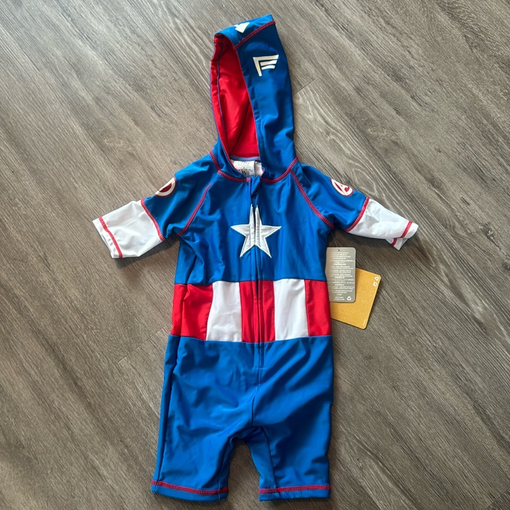 Captain America Boys Bathing Suit/Rash Guard